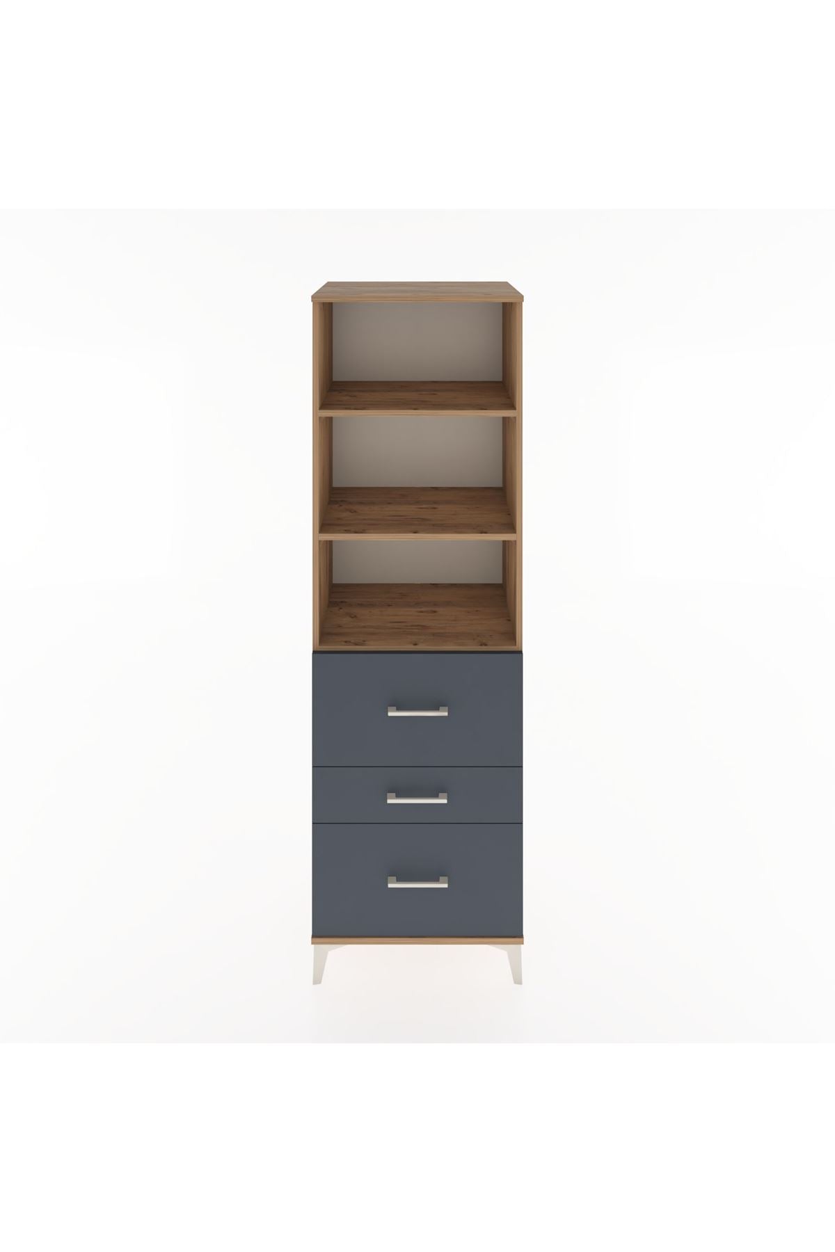 Hyperion Dolap 3 Raflı 3 Çekmeceli 60x44x195 Çam-Antrasit