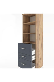 Hyperion Dolap 3 Raflı 3 Çekmeceli 60x44x195 Çam-Antrasit