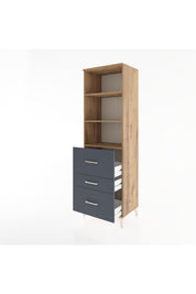 Hyperion Dolap 3 Raflı 3 Çekmeceli 60x44x195 Çam-Antrasit
