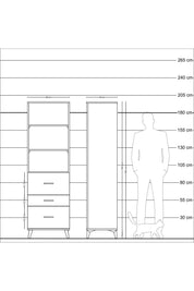 Hyperion Dolap 3 Raflı 3 Çekmeceli 60x44x195 Çam-Antrasit
