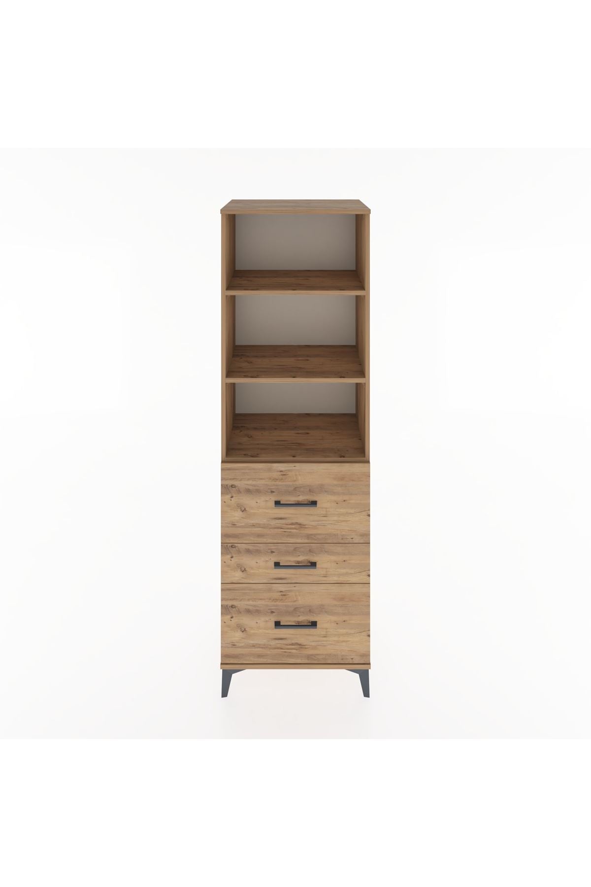 Hyperion Dolap 3 Raflı 3 Çekmeceli 60x44x195 Çam-Çam