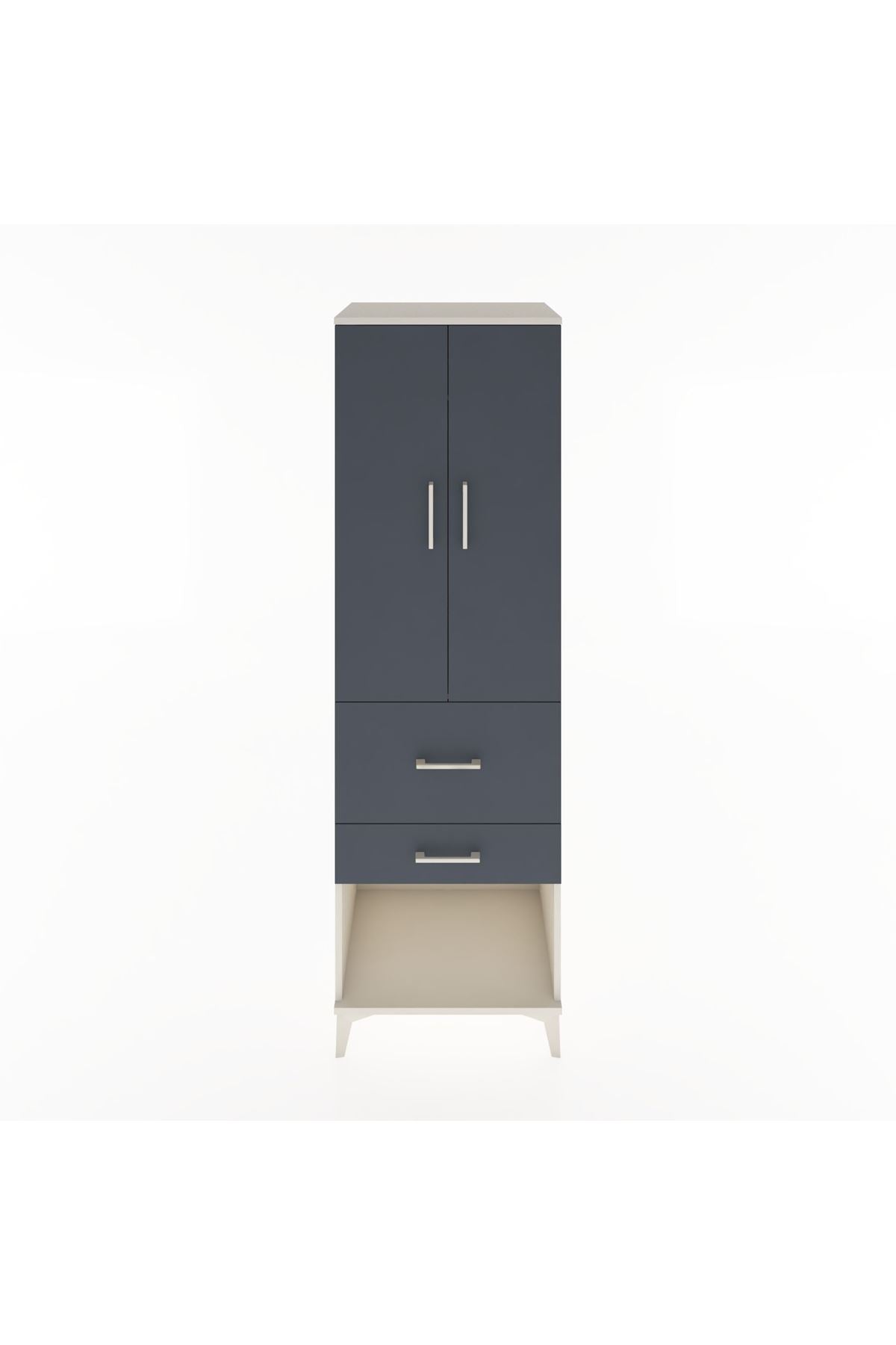 Hyperion Dolap Tek Raflı 2 Çekmeceli Tek Askılı 60x44x195 Aytaşı-Antrasit