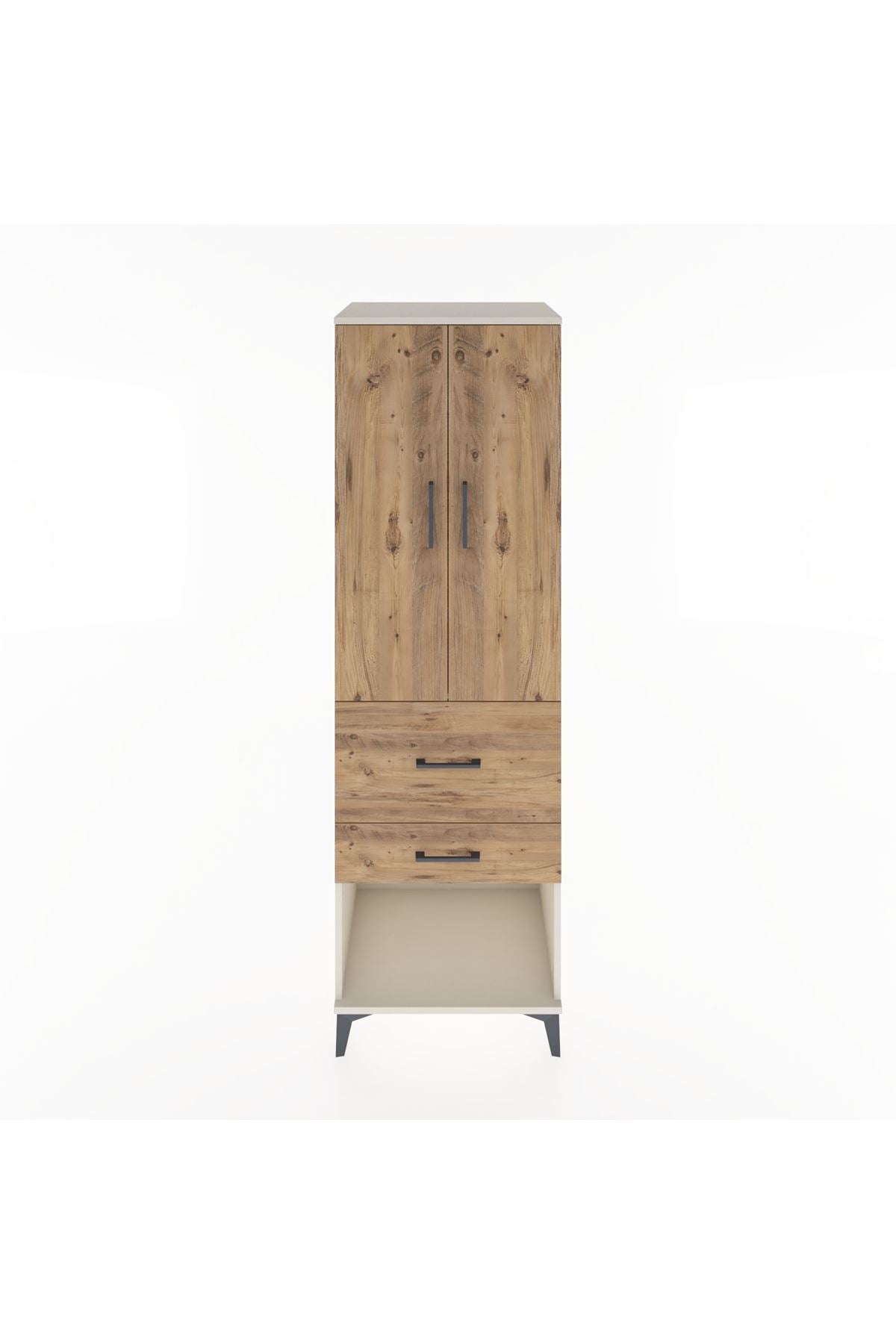 Hyperion Dolap Tek Raflı 2 Çekmeceli Tek Askılı 60x44x195 Aytaşı-Çam