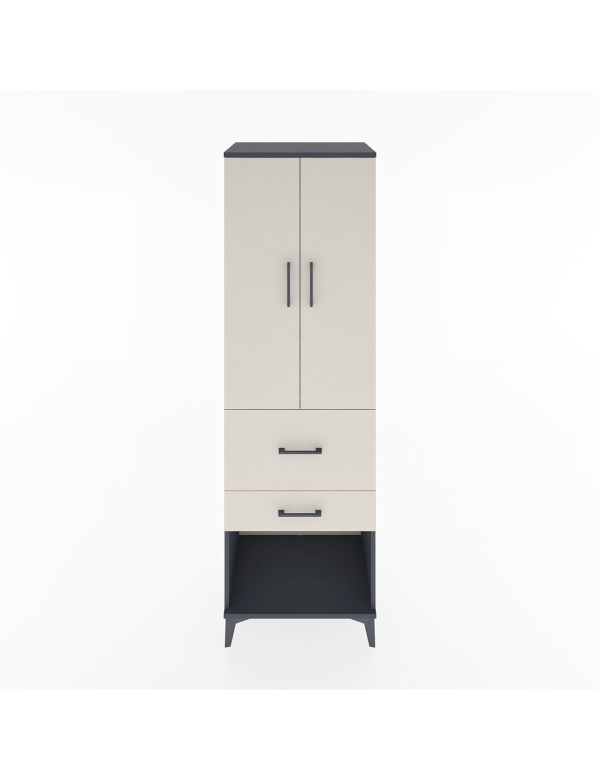 Hyperion Dolap Tek Raflı 2 Çekmeceli Tek Askılı 60x44x195 Antrasit-Aytaşı