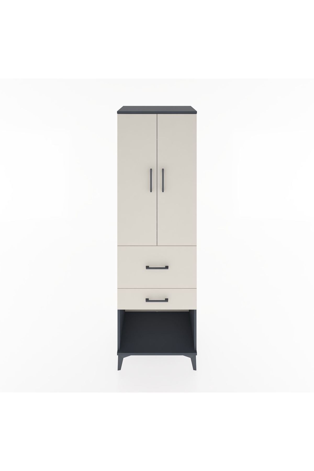 Hyperion Dolap Tek Raflı 2 Çekmeceli Tek Askılı 60x44x195 Antrasit-Aytaşı
