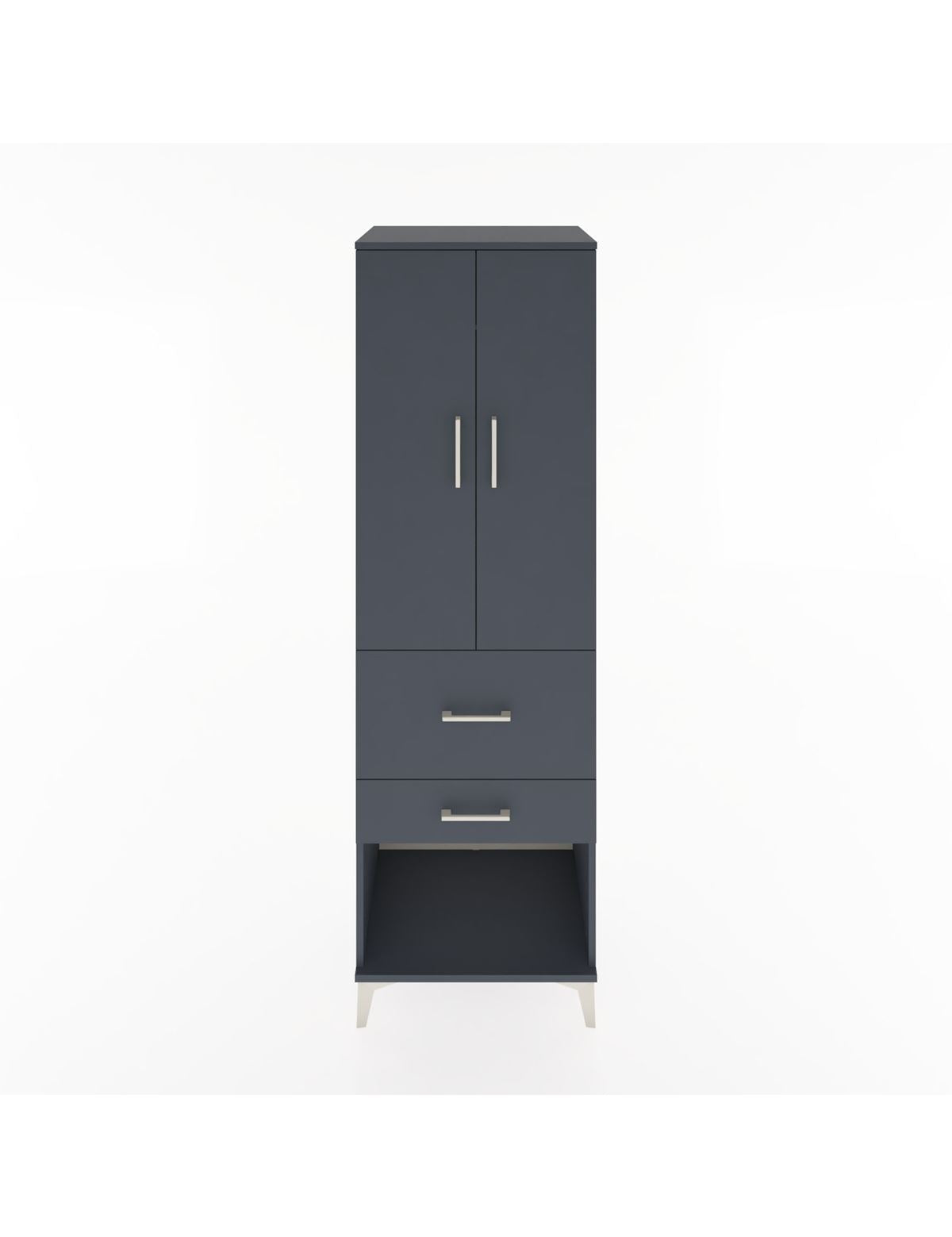 Hyperion Dolap Tek Raflı 2 Çekmeceli Tek Askılı 60x44x195 Antrasit-Antrasit