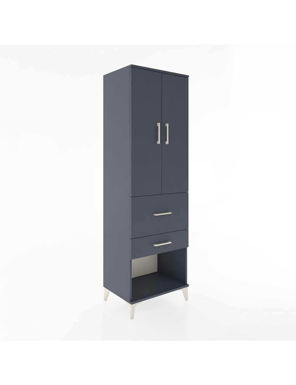 Hyperion Dolap Tek Raflı 2 Çekmeceli Tek Askılı 60x44x195 Antrasit-Antrasit