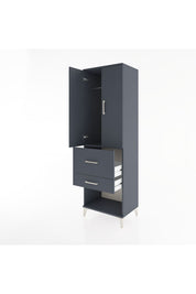 Hyperion Dolap Tek Raflı 2 Çekmeceli Tek Askılı 60x44x195 Antrasit-Antrasit