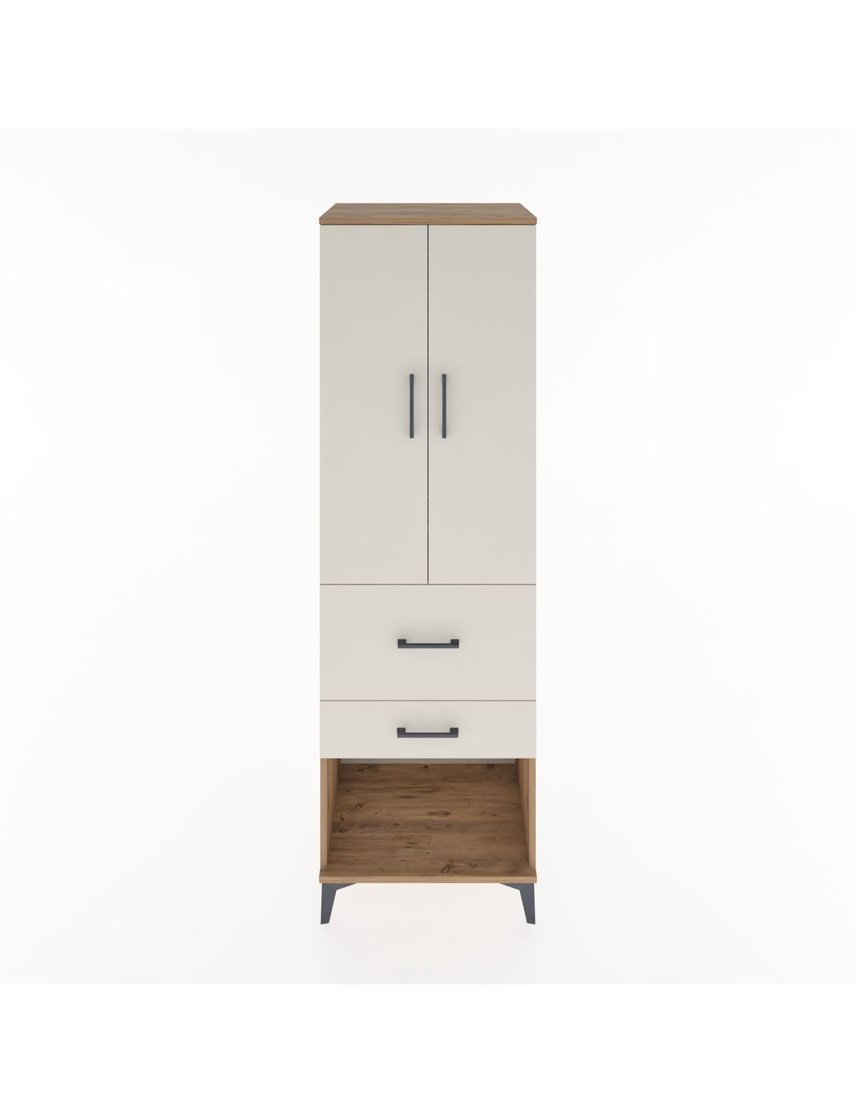 Hyperion Dolap Tek Raflı 2 Çekmeceli Tek Askılı 60x44x195 Çam-Aytaşı