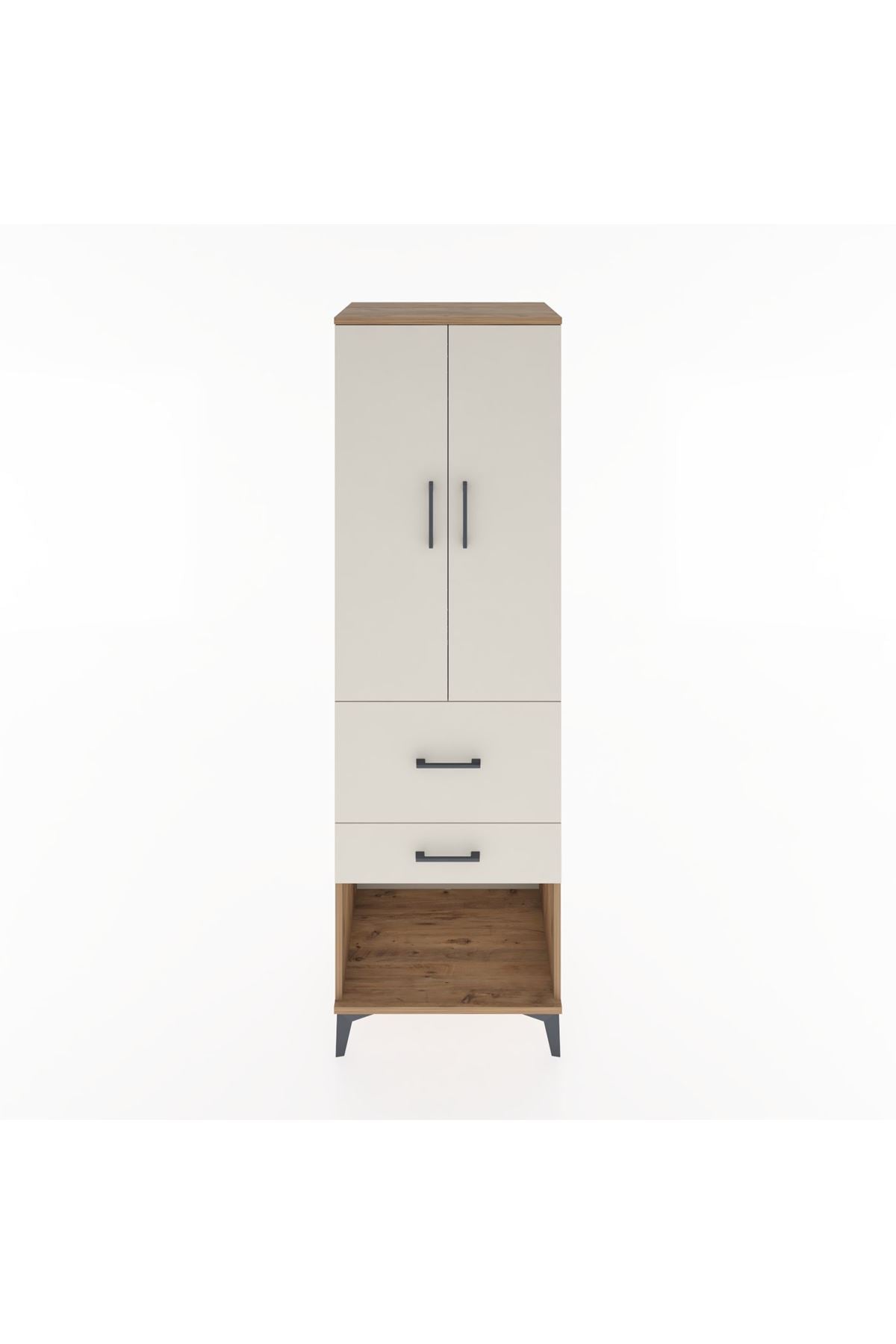 Hyperion Dolap Tek Raflı 2 Çekmeceli Tek Askılı 60x44x195 Çam-Aytaşı