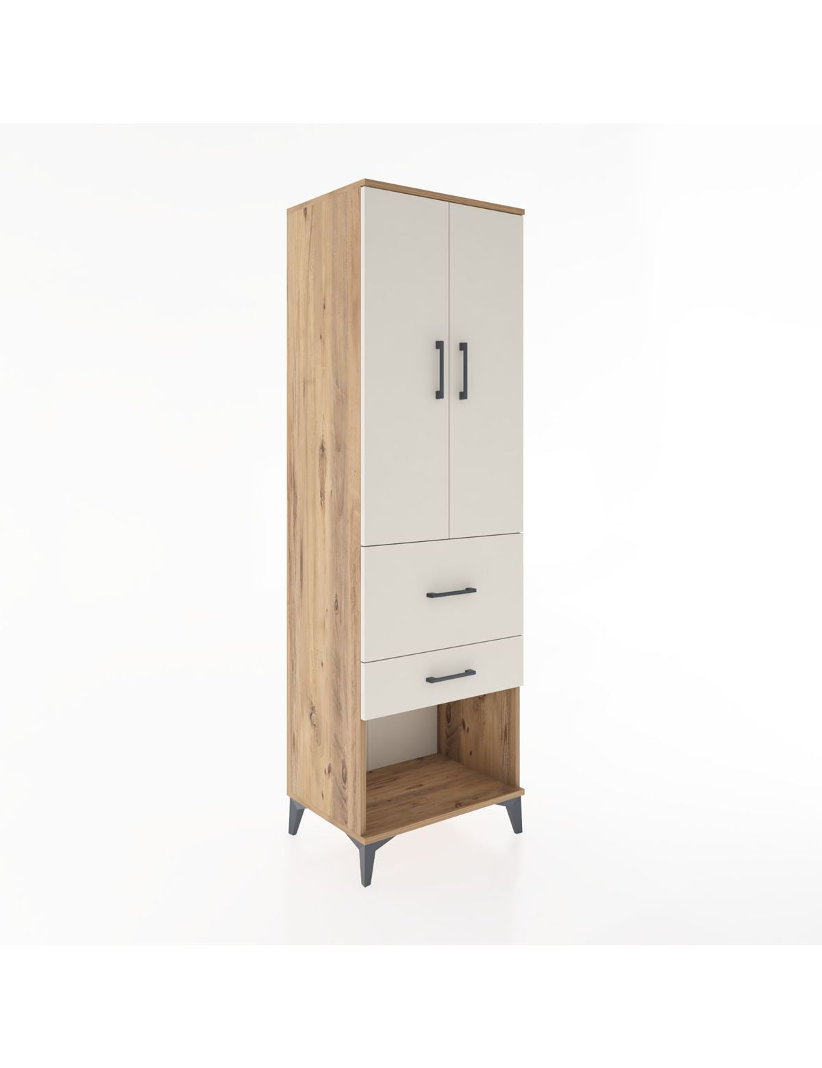 Hyperion Dolap Tek Raflı 2 Çekmeceli Tek Askılı 60x44x195 Çam-Aytaşı