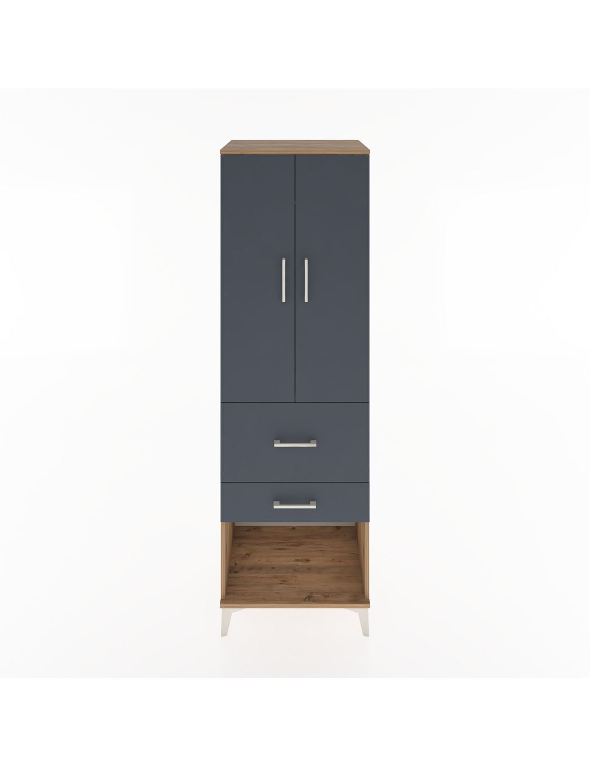 Hyperion Dolap Tek Raflı 2 Çekmeceli Tek Askılı 60x44x195 Çam-Antrasit