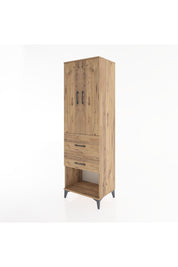 Hyperion Dolap Tek Raflı 2 Çekmeceli Tek Askılı 60x44x195 Çam-Çam