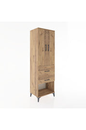 Hyperion Dolap Tek Raflı 2 Çekmeceli Tek Askılı 60x44x195 Çam-Çam