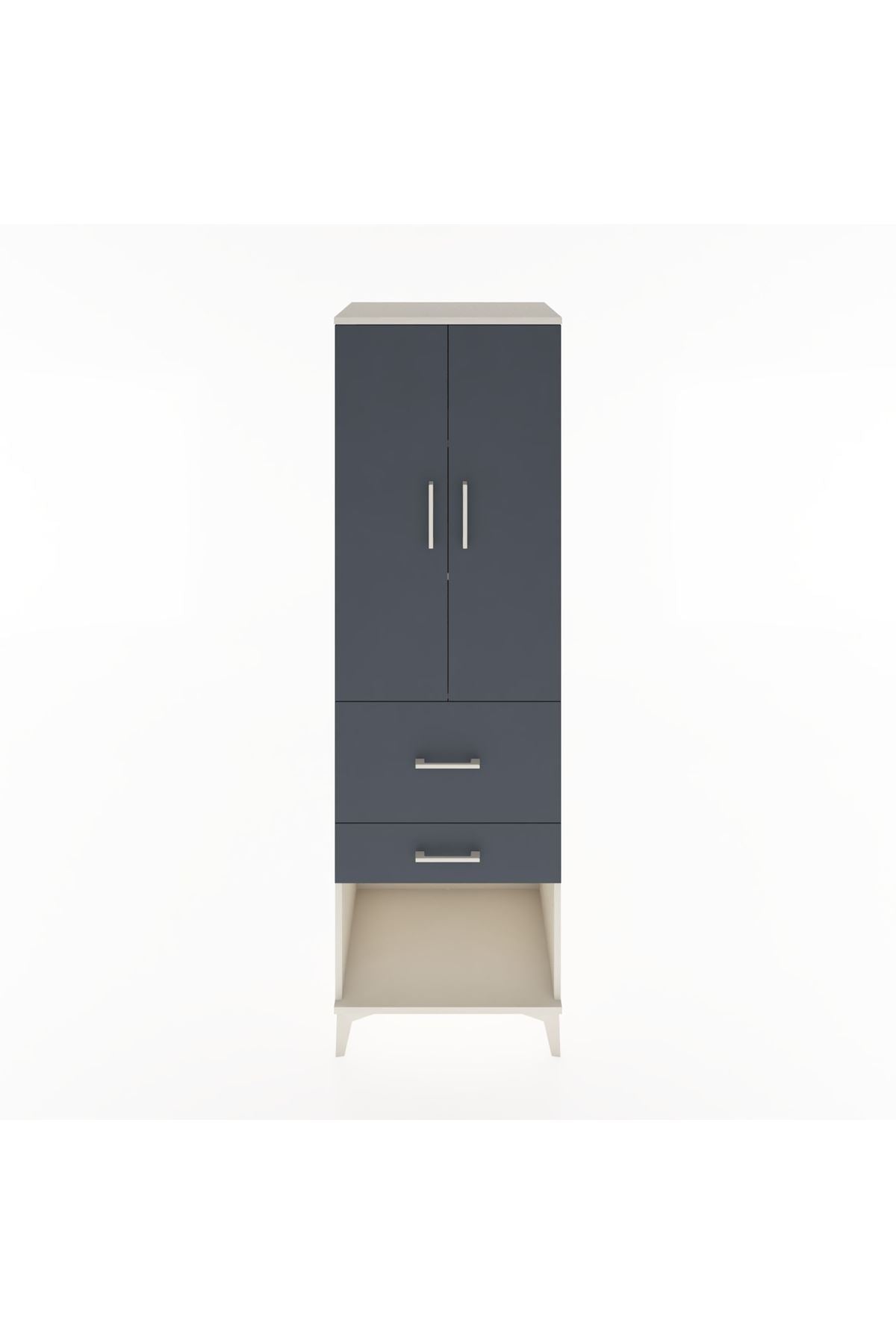 Hyperion Dolap 3 Raflı 2 Çekmeceli 2 Kapaklı 60x44x195 Aytaşı-Antrasit