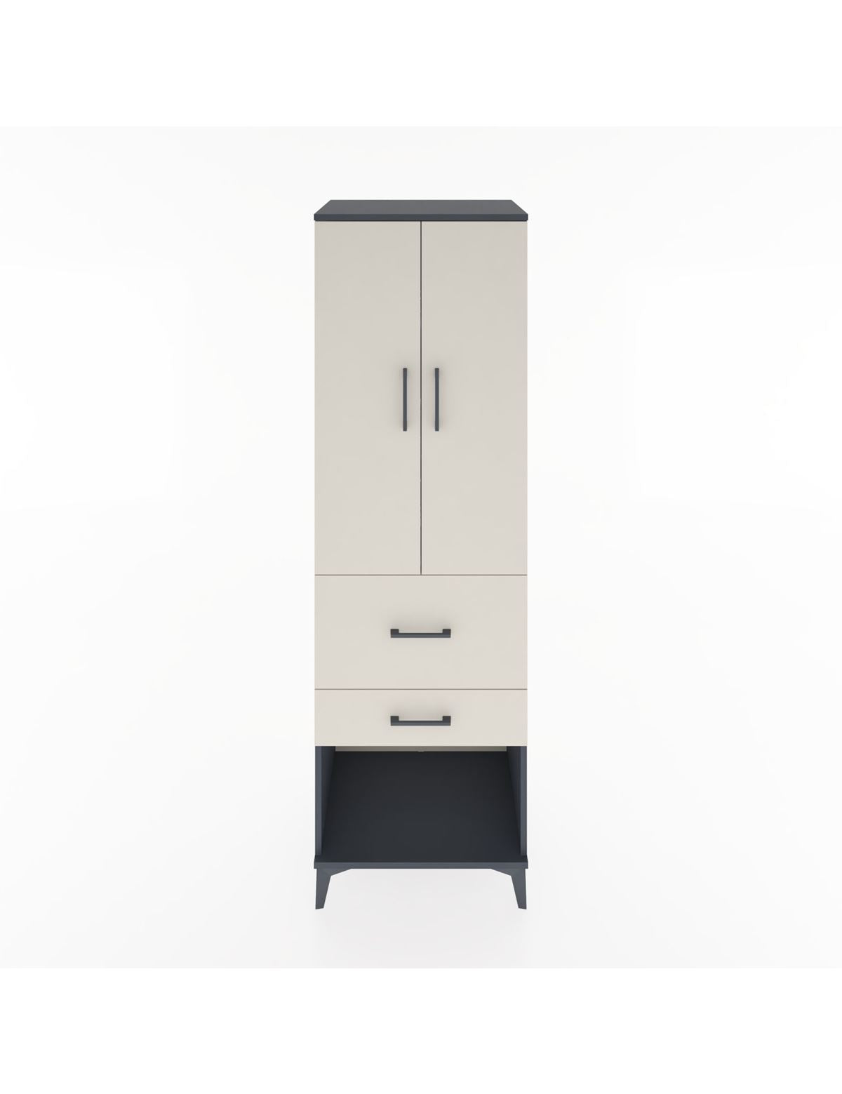 Hyperion Dolap 3 Raflı 2 Çekmeceli 2 Kapaklı 60x44x195 Antrasit-Aytaşı