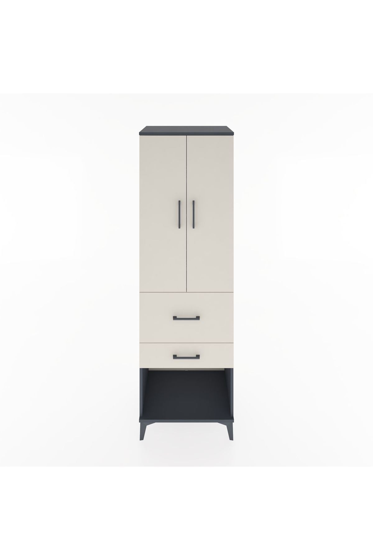 Hyperion Dolap 3 Raflı 2 Çekmeceli 2 Kapaklı 60x44x195 Antrasit-Aytaşı