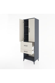 Hyperion Dolap 3 Raflı 2 Çekmeceli 2 Kapaklı 60x44x195 Antrasit-Aytaşı