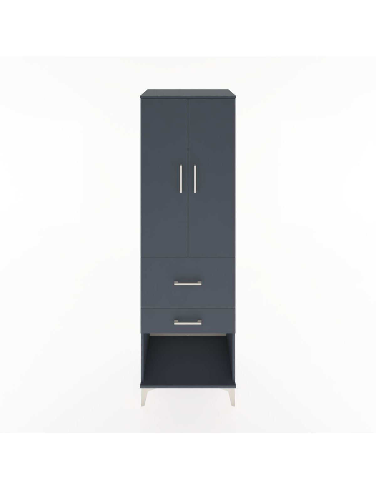 Hyperion Dolap 3 Raflı 2 Çekmeceli 2 Kapaklı 60x44x195 Antrasit-Antrasit