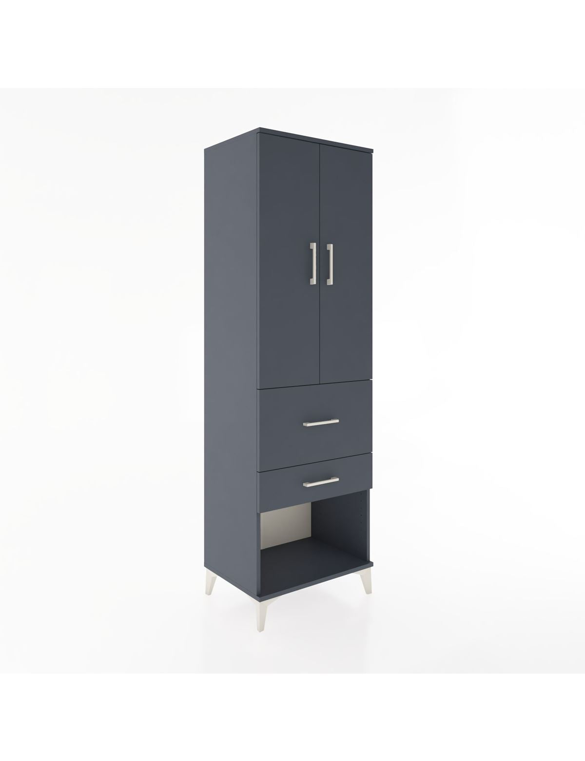 Hyperion Dolap 3 Raflı 2 Çekmeceli 2 Kapaklı 60x44x195 Antrasit-Antrasit