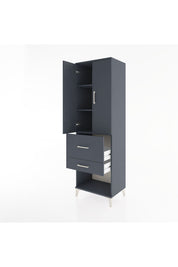 Hyperion Dolap 3 Raflı 2 Çekmeceli 2 Kapaklı 60x44x195 Antrasit-Antrasit