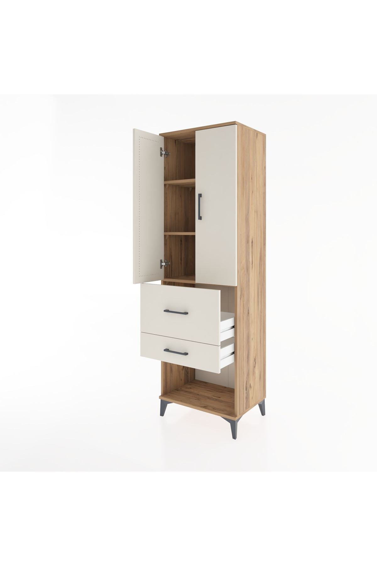 Hyperion Dolap 3 Raflı 2 Çekmeceli 2 Kapaklı 60x44x195 Çam-Aytaşı