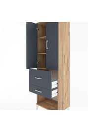 Hyperion Dolap 3 Raflı 2 Çekmeceli 2 Kapaklı 60x44x195 Çam-Antrasit