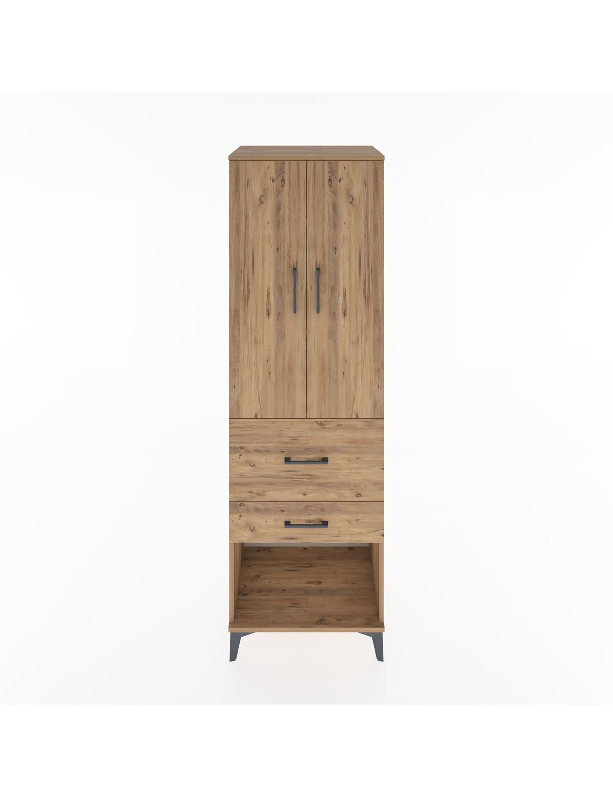 Hyperion Dolap 3 Raflı 2 Çekmeceli 2 Kapaklı 60x44x195 Çam-Çam