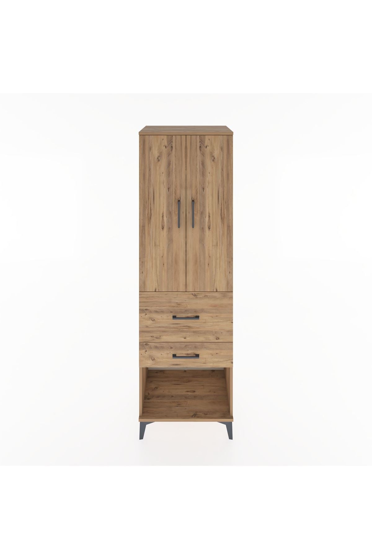 Hyperion Dolap 3 Raflı 2 Çekmeceli 2 Kapaklı 60x44x195 Çam-Çam