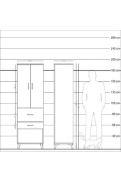 Hyperion Dolap 3 Raflı 2 Çekmeceli 2 Kapaklı 60x44x195 Çam-Çam
