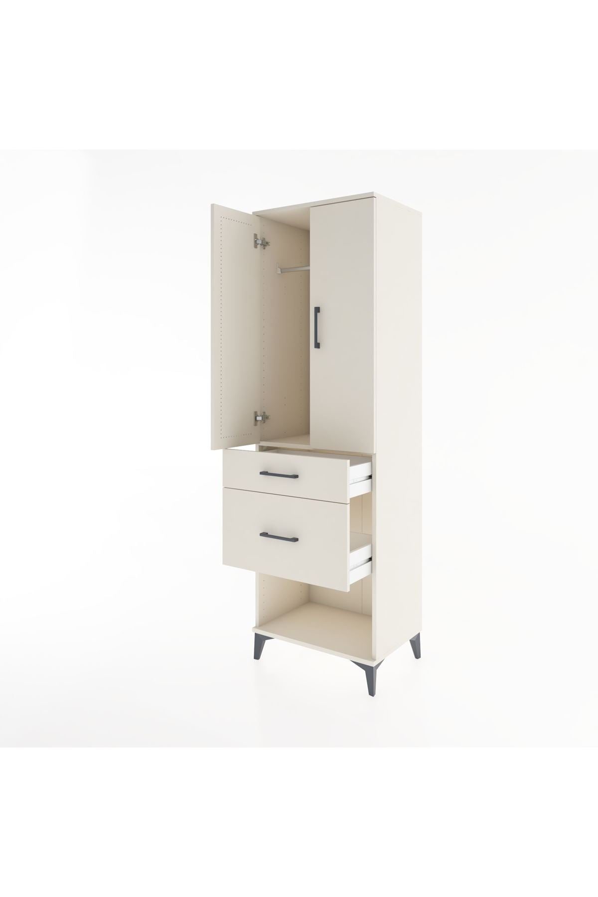 Hyperion Dolap Tek Raflı 2 Çekmeceli Tek Askılı 60x44x195 Aytaşı-Aytaşı