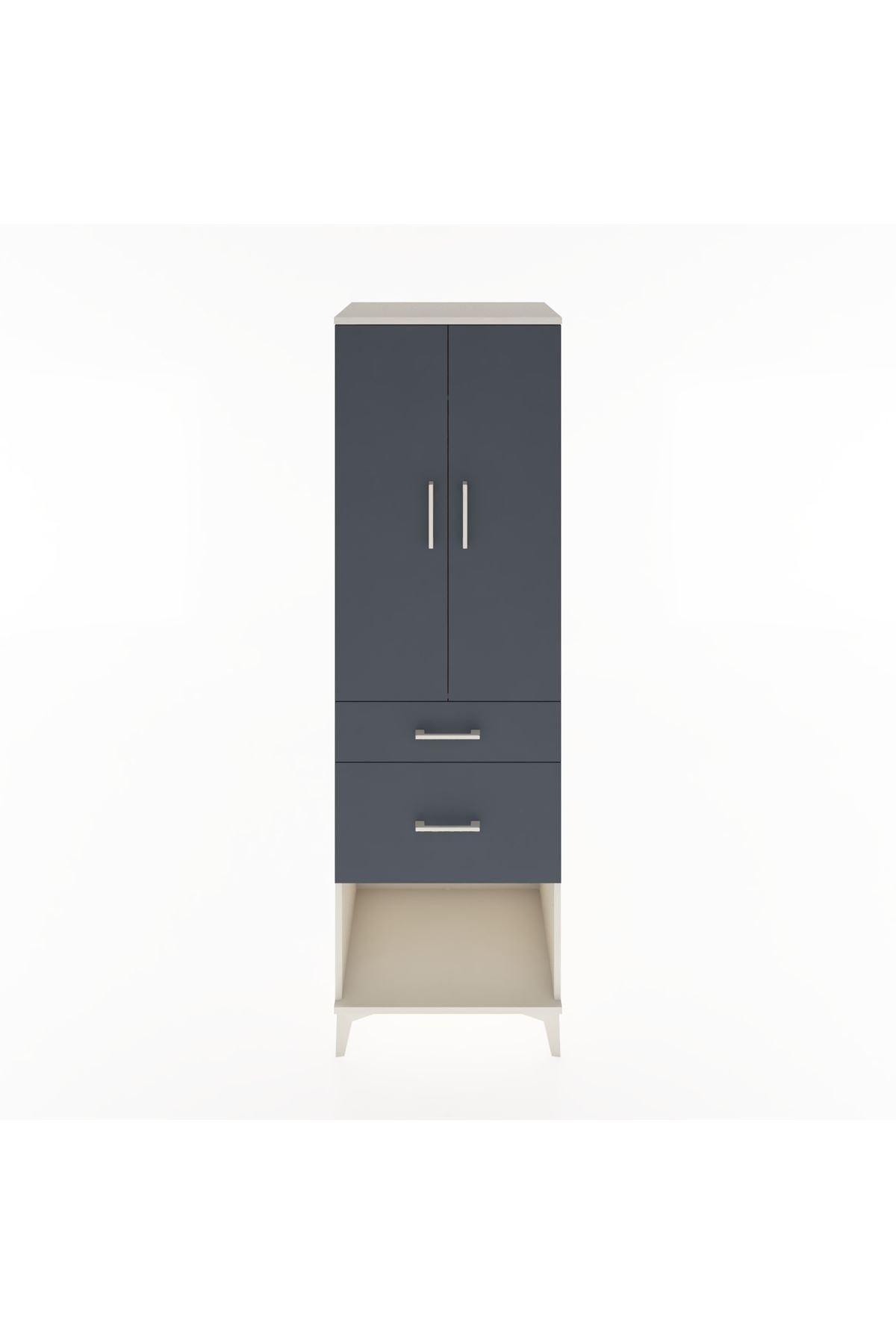 Hyperion Dolap Tek Raflı 2 Çekmeceli Tek Askılı 60x44x195 Aytaşı-Antrasit