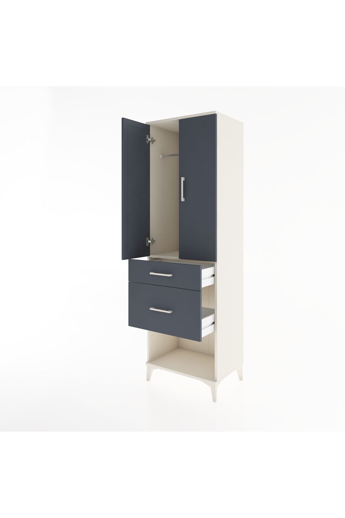 Hyperion Dolap Tek Raflı 2 Çekmeceli Tek Askılı 60x44x195 Aytaşı-Antrasit