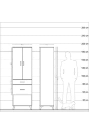 Hyperion Dolap Tek Raflı 2 Çekmeceli Tek Askılı 60x44x195 Aytaşı-Antrasit