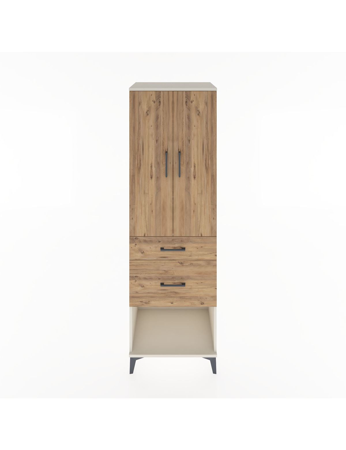 Hyperion Dolap Tek Raflı 2 Çekmeceli Tek Askılı 60x44x195 Aytaşı-Çam