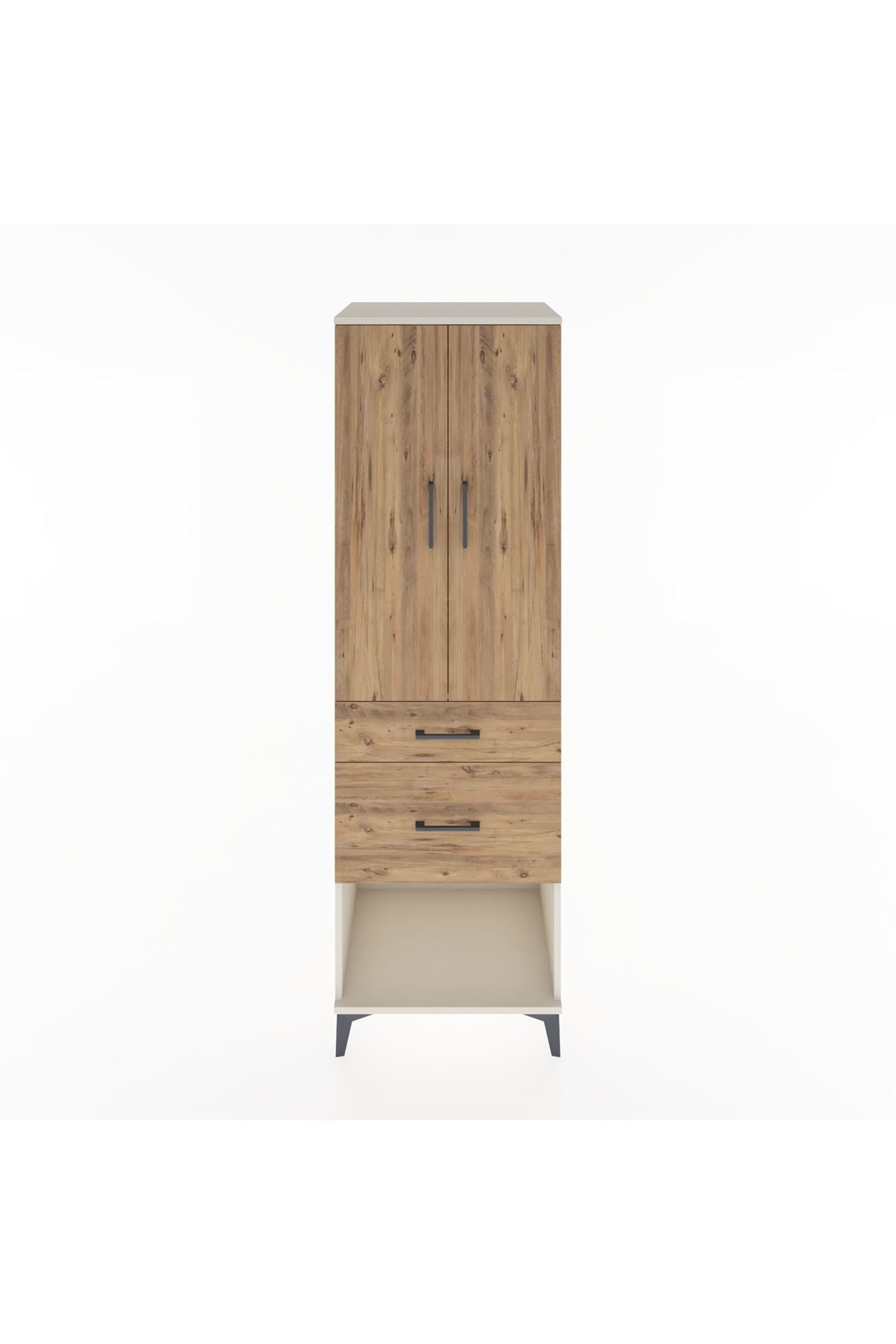 Hyperion Dolap Tek Raflı 2 Çekmeceli Tek Askılı 60x44x195 Aytaşı-Çam