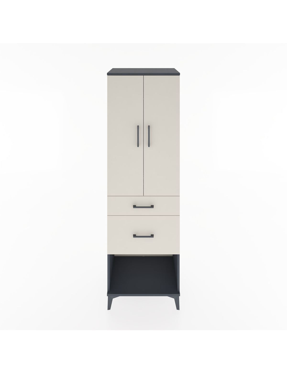 Hyperion Dolap Tek Raflı 2 Çekmeceli Tek Askılı 60x44x195 Antrasit-Aytaşı