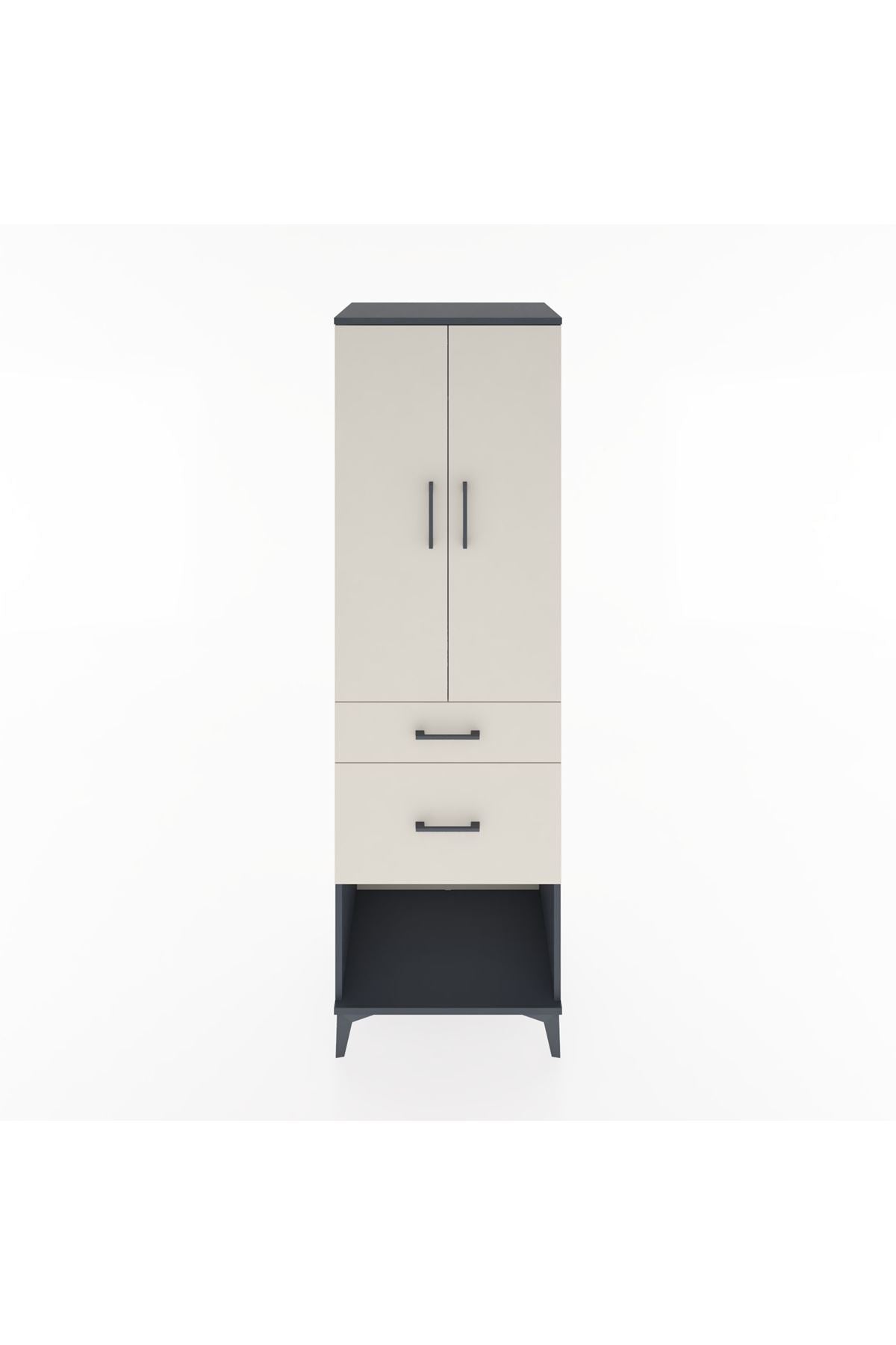 Hyperion Dolap Tek Raflı 2 Çekmeceli Tek Askılı 60x44x195 Antrasit-Aytaşı