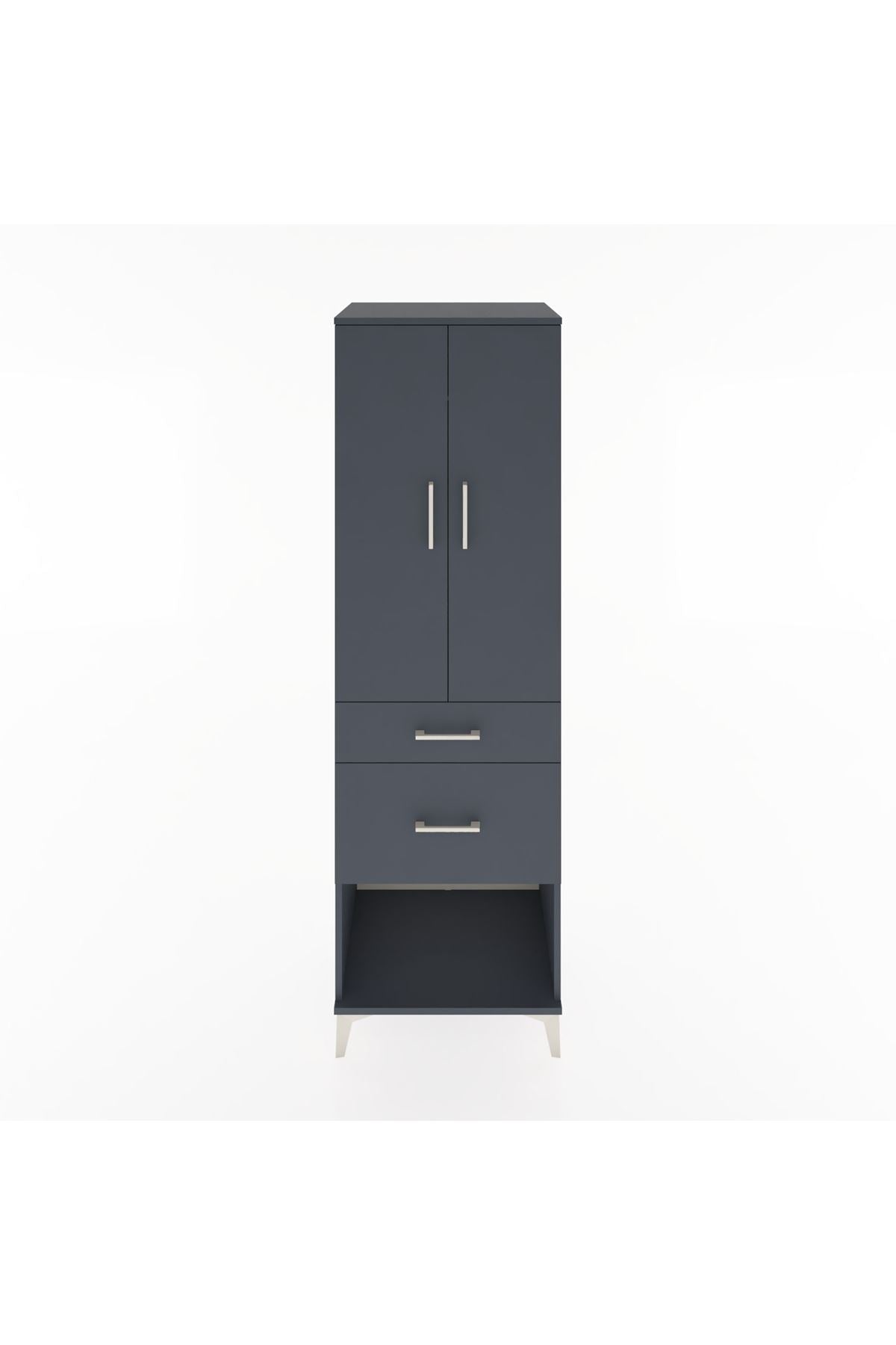 Hyperion Dolap Tek Raflı 2 Çekmeceli Tek Askılı 60x44x195 Antrasit-Antrasit