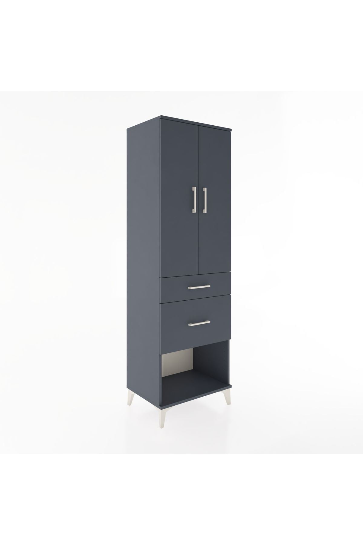 Hyperion Dolap Tek Raflı 2 Çekmeceli Tek Askılı 60x44x195 Antrasit-Antrasit