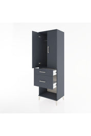 Hyperion Dolap Tek Raflı 2 Çekmeceli Tek Askılı 60x44x195 Antrasit-Antrasit