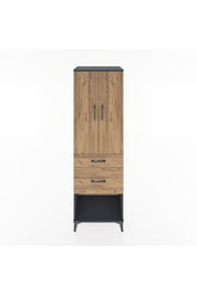 Hyperion Dolap Tek Raflı 2 Çekmeceli Tek Askılı 60x44x195 Antrasit-Çam