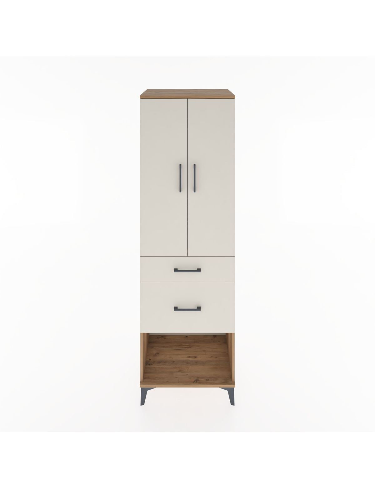 Hyperion Dolap Tek Raflı 2 Çekmeceli Tek Askılı 60x44x195 Çam-Aytaşı