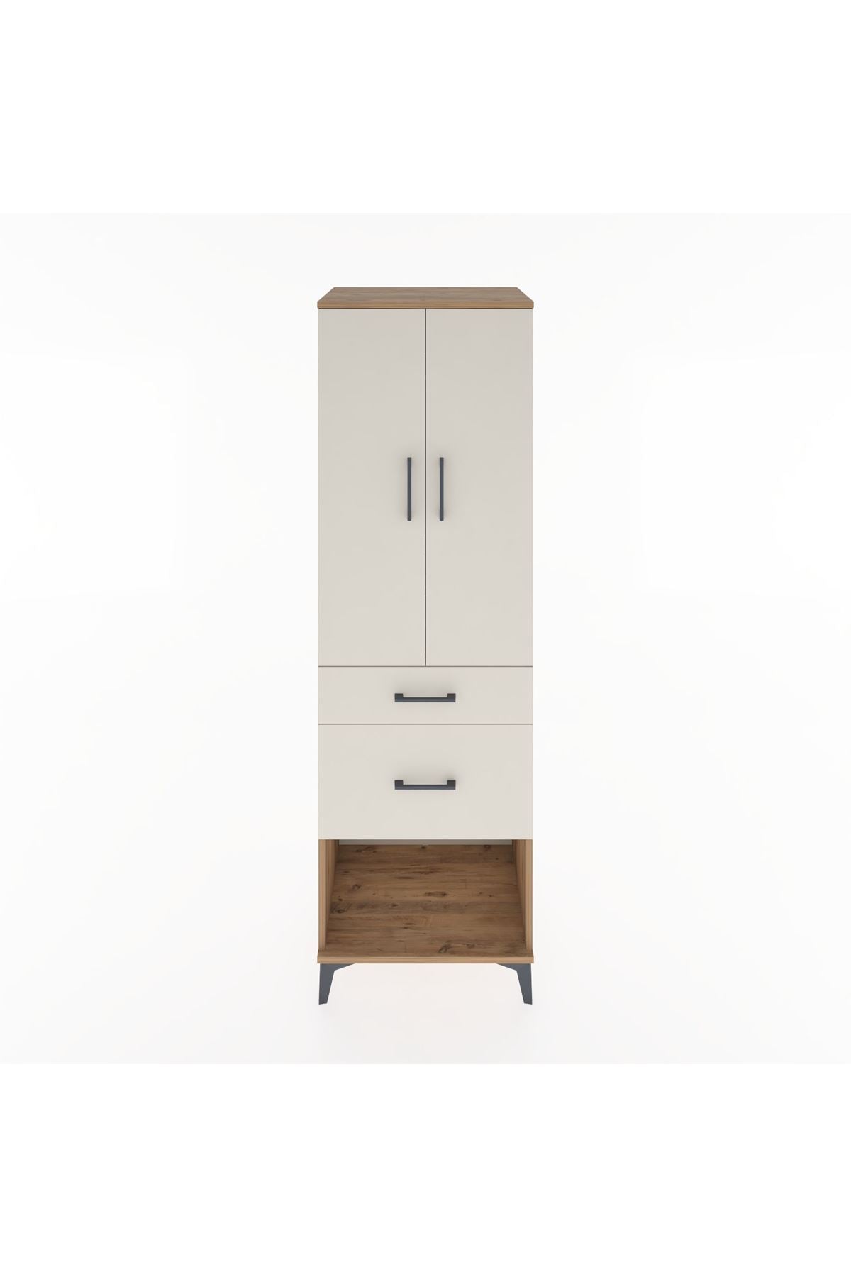 Hyperion Dolap Tek Raflı 2 Çekmeceli Tek Askılı 60x44x195 Çam-Aytaşı