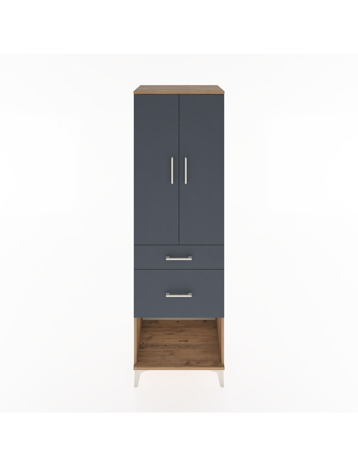 Hyperion Dolap Tek Raflı 2 Çekmeceli Tek Askılı 60x44x195 Çam-Antrasit