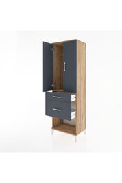 Hyperion Dolap Tek Raflı 2 Çekmeceli Tek Askılı 60x44x195 Çam-Antrasit