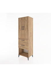 Hyperion Dolap Tek Raflı 2 Çekmeceli Tek Askılı 60x44x195 Çam-Çam