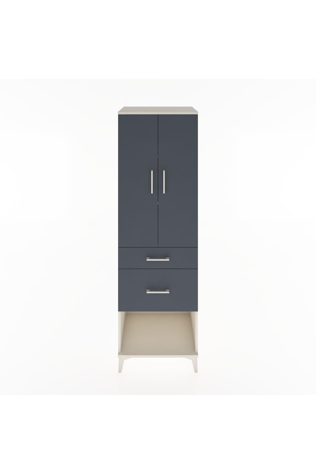 Hyperion Dolap 3 Raflı 2 Çekmeceli 2 Kapaklı 60x44x195 Aytaşı-Antrasit