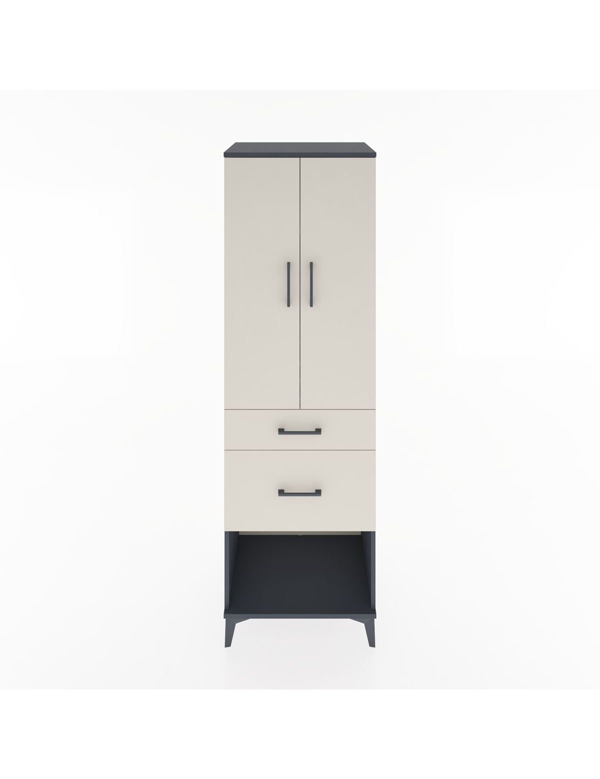 Hyperion Dolap 3 Raflı 2 Çekmeceli 2 Kapaklı 60x44x195 Antrasit-Aytaşı