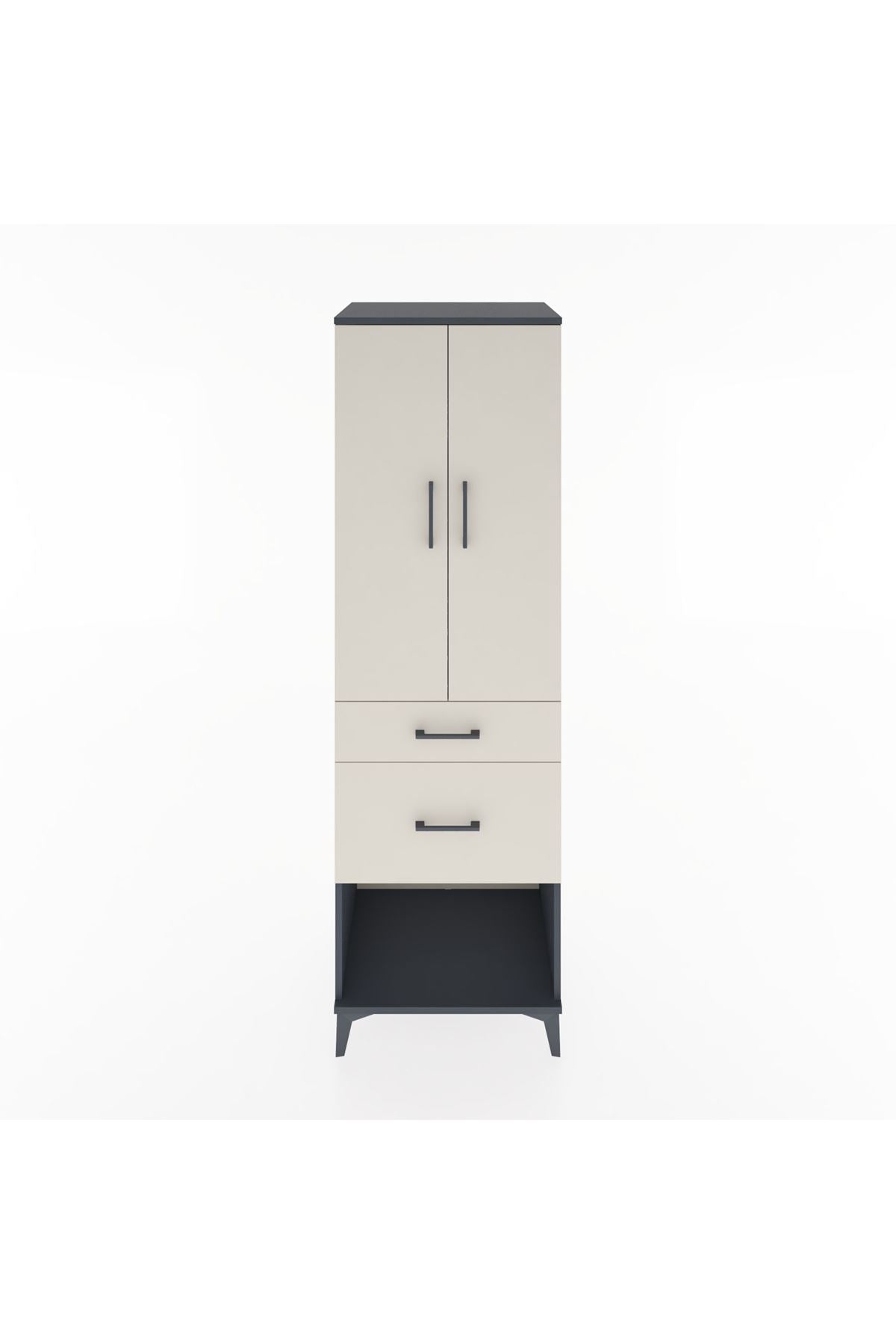 Hyperion Dolap 3 Raflı 2 Çekmeceli 2 Kapaklı 60x44x195 Antrasit-Aytaşı